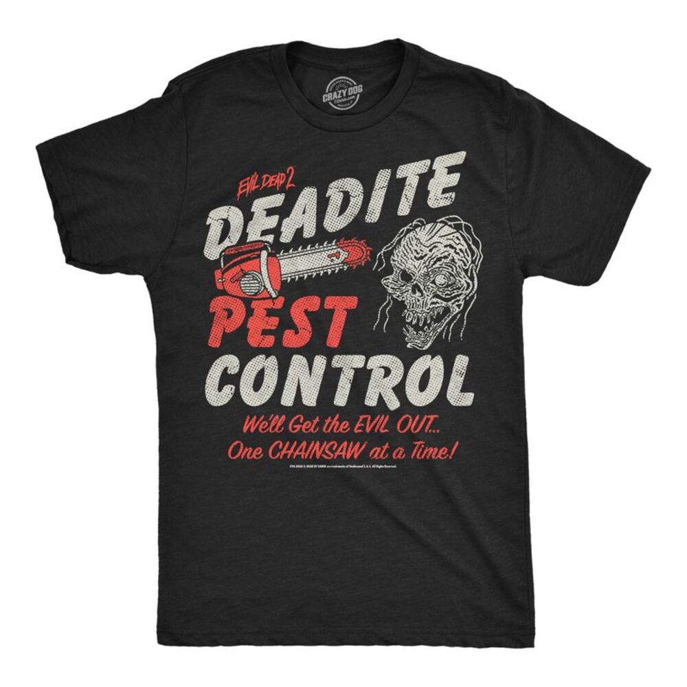 Mens Funny T Shirts Deadite Pest Control Evil Dead Movie Tee For Men